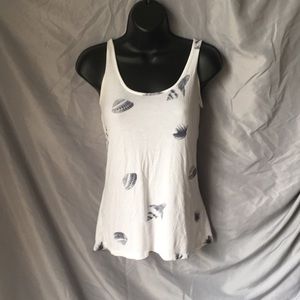 White and grey racer back sea shell beach tank